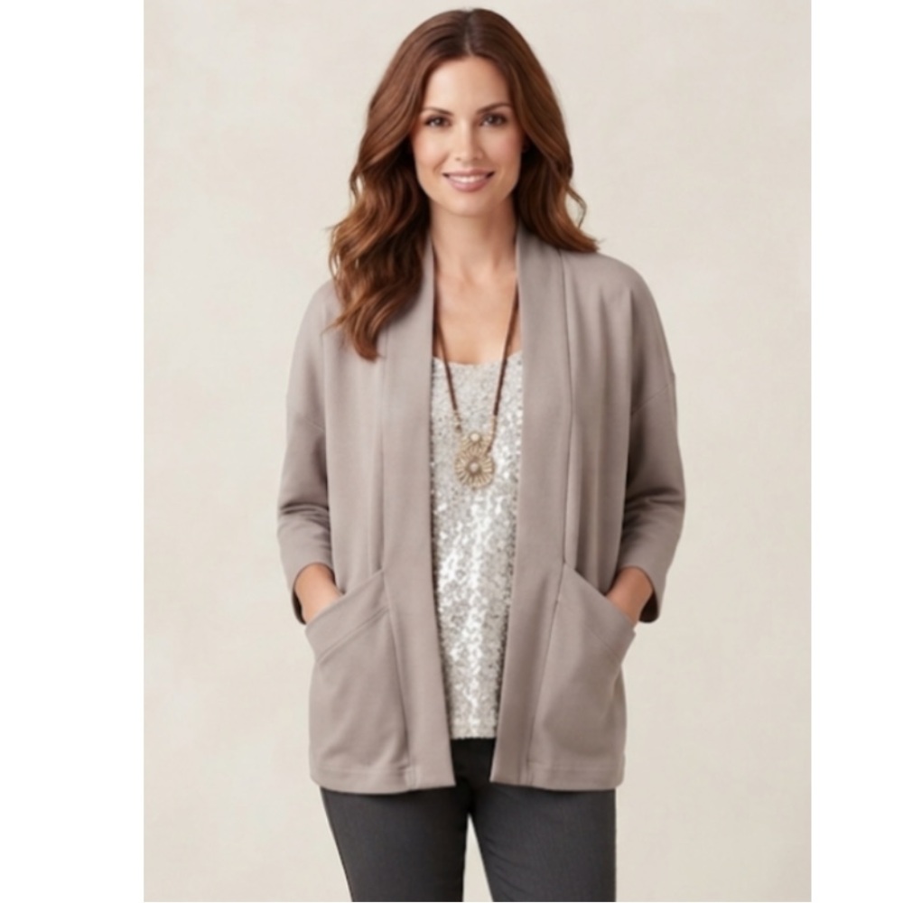 NWT J. Jill Sand Washed Soft Sisal Cardigan